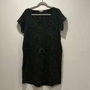 Lilla P Short Sleeve T-Shirt Dress With Drawstring Waist Charcoal Black Size L